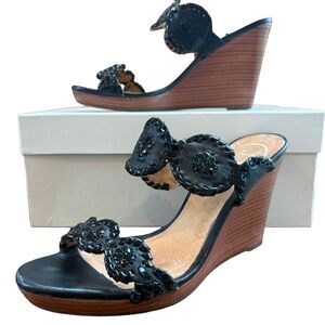 Jack Rogers Luccia Wedge Heels, sz 6.5, black